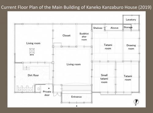 Current Floor Plan of the Main Building of Kaneko Kanzaburo House (2019)