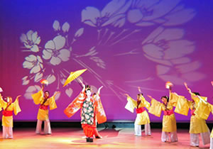 公民館活動推進事業「さわた芸能祭」、舞台で踊る人々