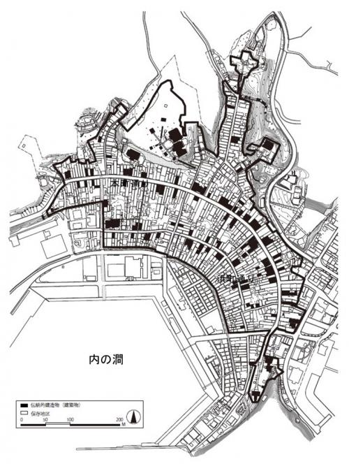 佐渡市小木町伝統的建造物群保存地区の範囲