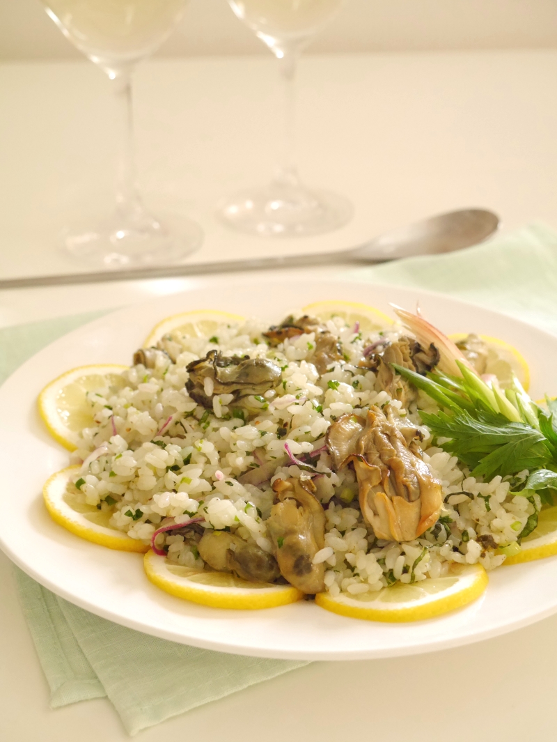 牡蠣とハーブの簡単混ぜご飯の画像