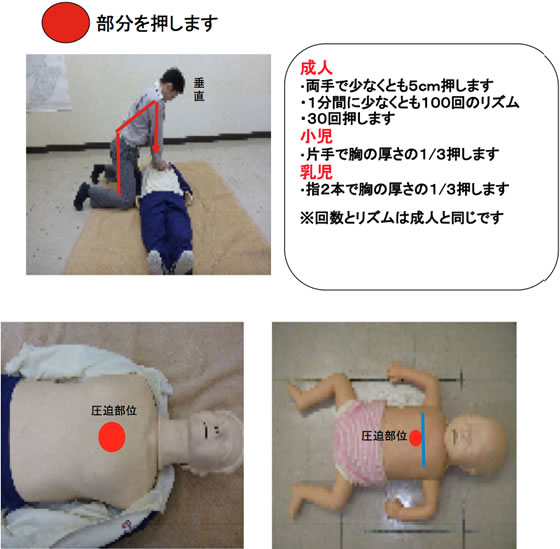 胸骨圧迫「強く・速く・絶え間なく」の画像