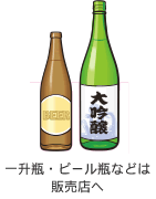 一升瓶・ビール瓶などは販売店へお返しください