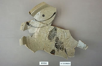 肥前陶器 絵唐津草文皿(保存修理前)の画像1