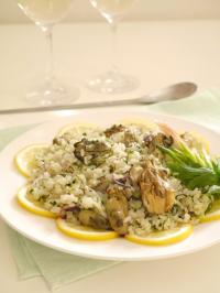 牡蠣とハーブの簡単混ぜご飯の画像